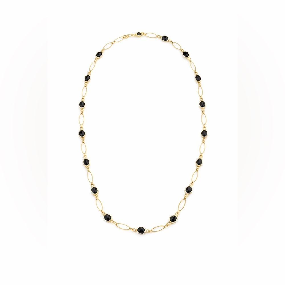Elegant Gold Plated and Black Onyx Women's Necklace